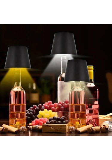 Honeybeeshop Siyah Kablosuz Sarap Sisesi Lambasi 2024 Yeni 3 Renkli Adim Adim Karartma Sarj Edilebilir Dokunmatik Led Masa Lambasi Restoranlar Icin Siyah