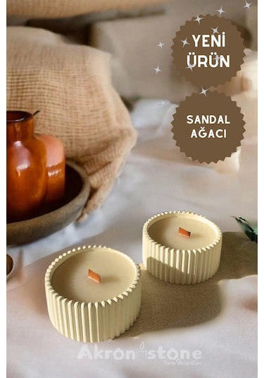 Kase İçinde 2'li Sandal Ağacı Kokulu Mum Set Çok Renkli