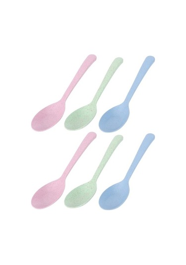Fastbuy Adet Plastik Servis Kaşığı Buğday Samanı Sofra Takımı Buğday Samanı Kaşığı Çorba Kaşıkları Çocuk Kullanım Plastik Kaş