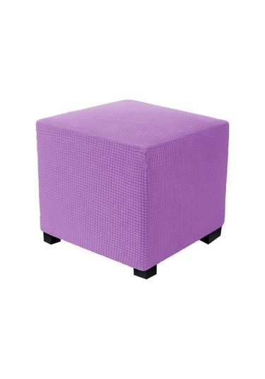 Açık Mor Jakarlı Dayanıklı Kare Streç Ayak Dayama Tabure Mobilya Koruyucu Dikdörtgen Tezgah  S