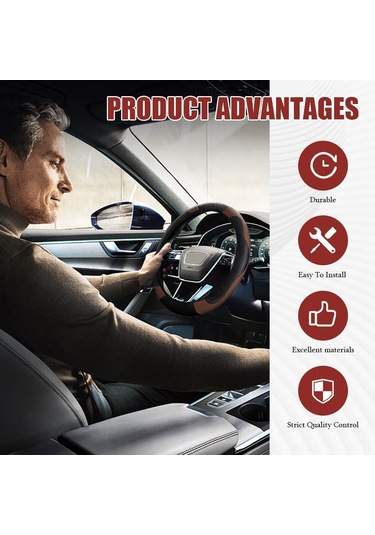 Yaleker Kahverengi Karbon Fiber Stili Deri Direksiyon Kılıfı - 37-38 Cm Evrensel Uyumlu, Nemi Emici, Kayma Engellli, Dayanıklı Ve Koruyucu Kahve