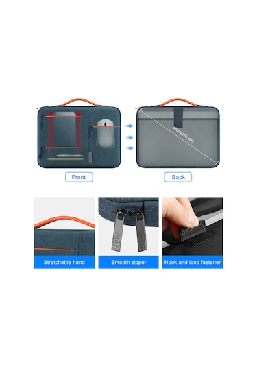 Xindoker 13 İnç Notebook Koruyucu Kılıfı - Macbook Air M3/m2, Surface 5/4, Dell Xps 15 Plus Uyumlu, Su Geçirmez, Yumuşak Kadife İçi, Siyah