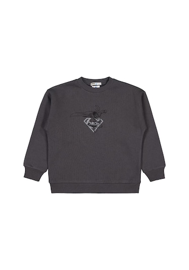 Superman Logo Baskılı 6-9 Yaş Sweatshirt Antrasit