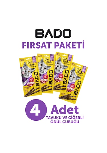 Bado Kedi Ödül Çubuğu Tavuk Ve Ciğerli 3x5gr 4lü