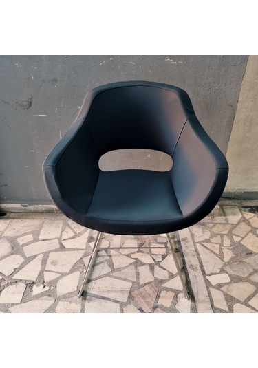 Bintaşmobilya Viva Antrasit Gri Deri Ofis Bekleme Koltuğu