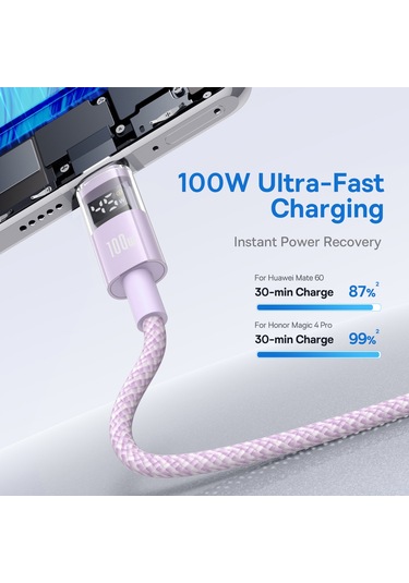 Baseus Dispaly Iı 2m 100w Kablo Veri Aktarımı Usb-a'dan Usb-c'ye Hızlı Şarj Kablosu