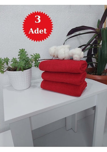 Berber Havlusu Sporcu Havlusu Yüz Havlusu Kırmızı 50x90 Cm 3 Lü