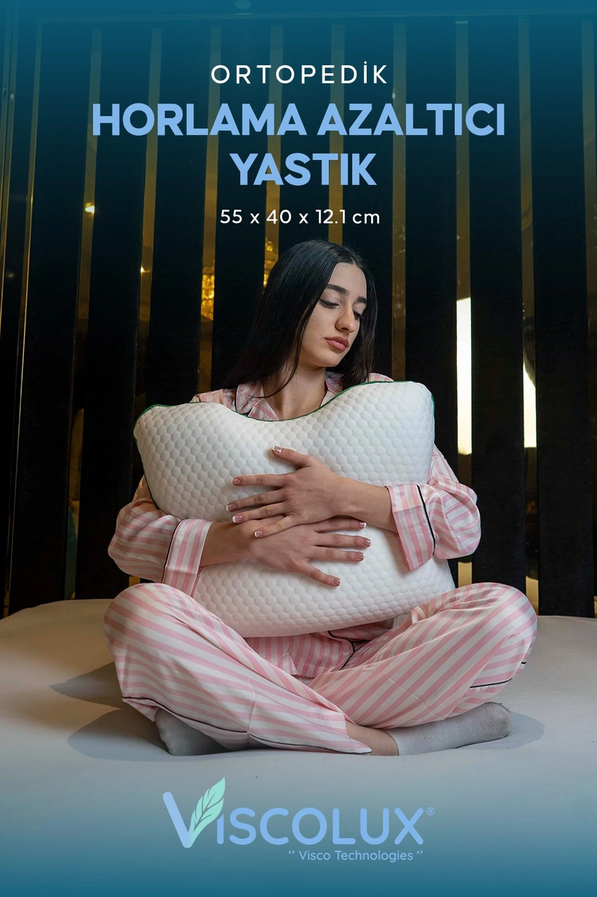Horlama Azaltıcı Yastık - Horlama Önleyici Ortopedik Visco Yastık 55x40x12/10 Yeşil