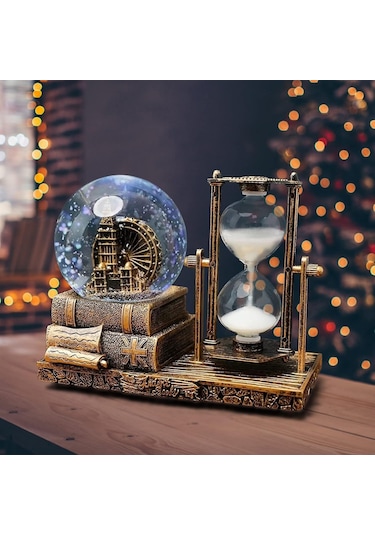 Kişiye Özel Big Beng Saat Kulesi Işıklı Sulu Kar Küreli Kum Saati Hediyelik Kum Saati