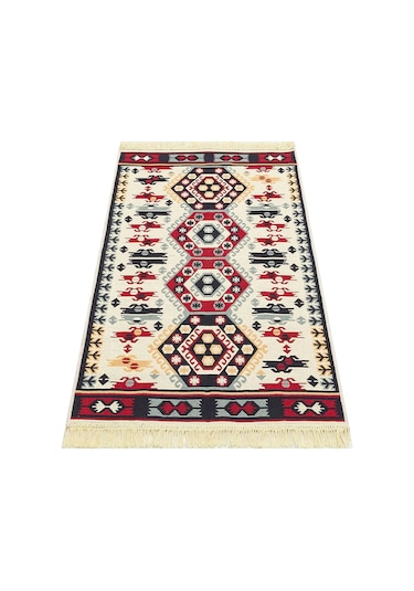 Arya Ar 30 Red %100 Geri Dönüşümlü Pamuktan Çift Taraflı Yıkanabilir Modern Dekoratif Kilim