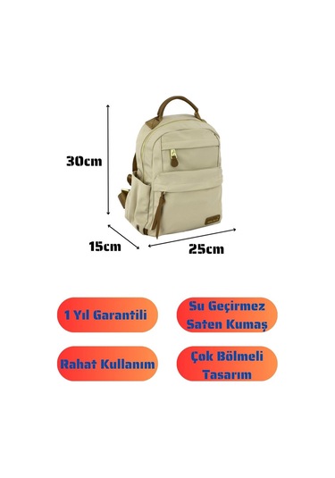 Bolsas Saten Kumaş Kadın Sırt Çanta Krem 1045 Krem