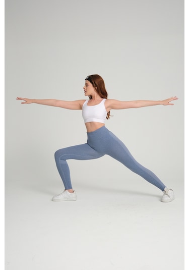 Wind Mavi Kalçası Büzgülü Push Up Kalça Şekillendirici Spor Tayt Mavi