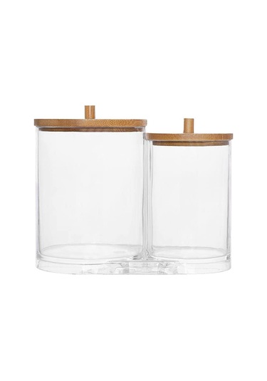 Xiyyadms Transparent Ps İki Bölmeli Koton Saplı Ve Koton Topuzu Saklama Kutusu - Toz Koruyucu Makyaj Temizleme Aletleri Depolama Kutusu Şeffaf