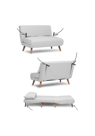 Folde 120 İkili Yataklı Katlanır Koltuk Teddy Beyaz Beyaz