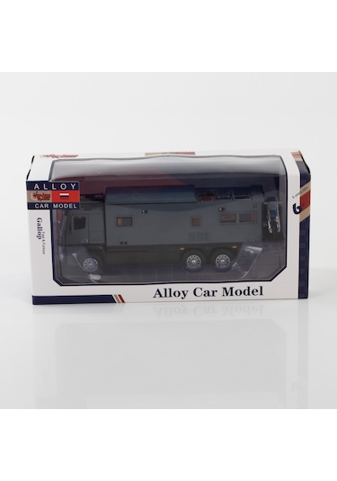 Metal Sesli Işıklı Çek Bırak Özellikli 30 Cm Motokaravan Seti Siyah