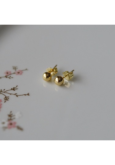 Çelik Gold Top Küpe 5 Mm Çift Renkli