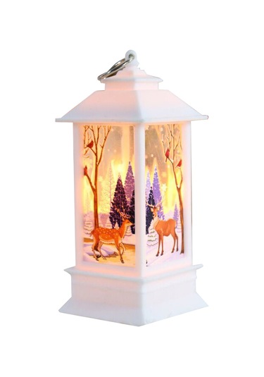 Konesam Küçük Beyaz Geyik Noel Feneri - Pvc Materyal, Sıcak Işık, Masaüstü/asma Dekorasyonu, Paketli Teslimat