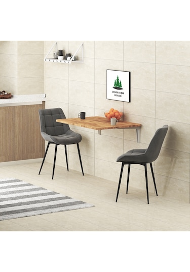 90cmX60cm MDF OVAL KÖŞELİ KATLANIR DUVARA MONTELİ MUTFAK MASASI