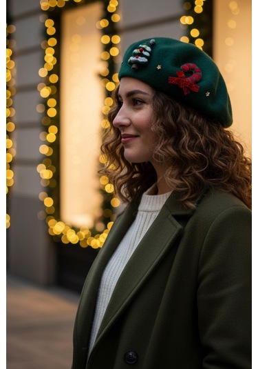 Yeşil Yılbaşı Temalı Bere Çok Renkli