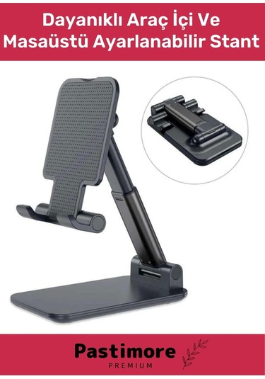 Dayanıklı Araç İçi Ve Masaüstü Ayarlanabilir 2 Kademli Katlanabilir Tablet Telefon Tutacağı Standı