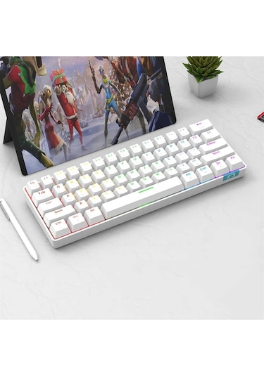 Stk61 Rgb Ledli Tam Mekanik Kırmızı Switch Gaming Bilek Destekli Kablolu Oyuncu Klavyesi