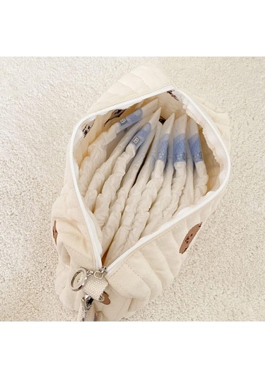 Reedark Bebek Bezi Çantası - Arabaya Takılabilir Depolama Çantası, Kancalı, Pamuk Malzeme, 25 17 10cm, Tek Kanca Mami Çantası Beyaz