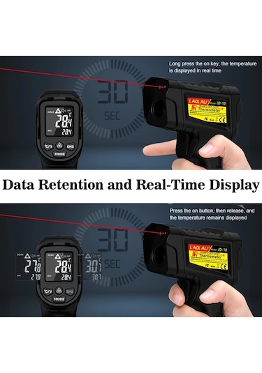 Honeybeeshop Jd-10 Laolau Dijital Kızılötesi Termometre 50 800c 1472f Temassız Sıcaklık Ölçer Endüstriyel Ev Yemekleri Araç Bakımı Barbekü
