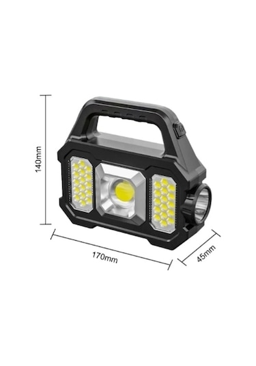 P-880a Solar Powerbanklı Şarjlı Taşınabilir Güçlü Fener