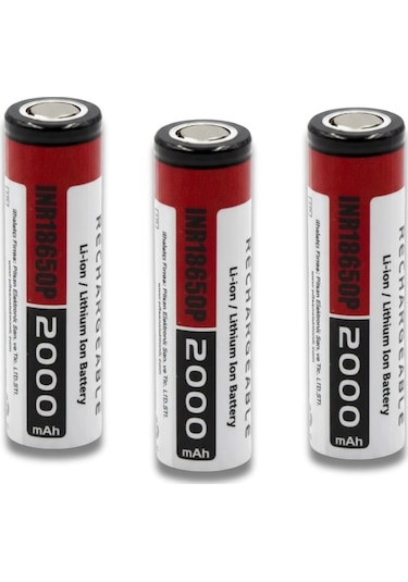 Orion 3 Adet 18650 Lityum İyon Pil 3.7v 2000mah 15c Deşarj
