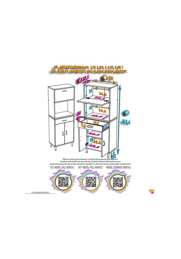 Modilayn Vio 70x163,4x32.5 Cm Çekmeceli, Kapaklı, Ekmeklikli. Mini/midi Mikrodalga Mutfak Dolabı Beyaz Modilayn Vio 70x163,4x32.5 Cm Çekmeceli, Kapaklı, Ekmeklikli. Mini/midi Mikrodalga Mutfak Dolabı Beyaz
