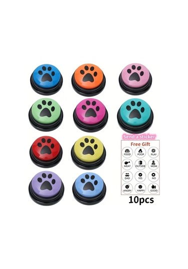 Honeybeeshop 8pcs Köpek Eğitim Düğmeleri Pati Desenli Etkileşimli Oyuncak Dayanıklı Plastik Eğitim Aksesuarları Tüm Irklar İçin