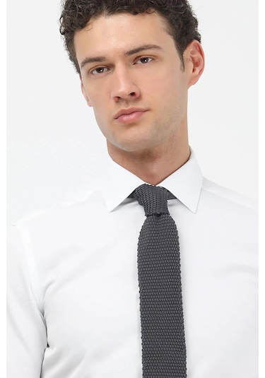 Kip Erkek Düz Slim Fit Dokuma Klasik Pamuk Karışımlı Gömlek Gm-4915 Beyaz Beyaz