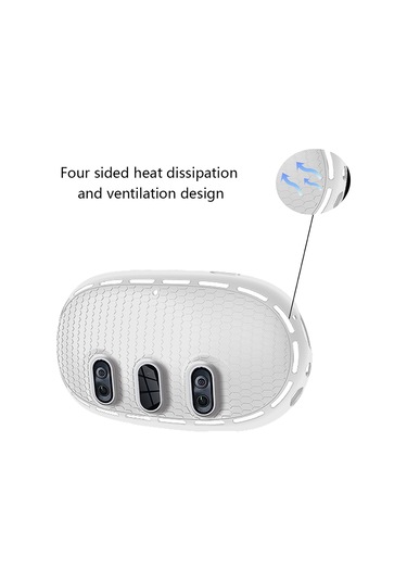 Meta Quest 3 İçin Silikon Kılıf + Titanyum Alaşımlı Temperli Cam Lens Filmi Vr Kulaklık Aksesuarları - Mavi / Siyah