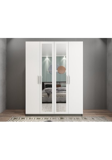Bevel 4 Kapaklı Gizli Çekmeceli Gardırop Fb 180 Cm - Montaj Dahil