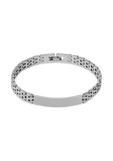 Silver Renk Hasır Tasarım Kordonlu Kişiye Özel İsim/harf Yazılı Erkek Çelik Bileklik Çelik