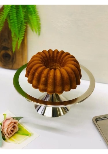 Yuvarlak ve Dikdörtgen Kek Pasta Kurabiye Standı 2'li Gümüş