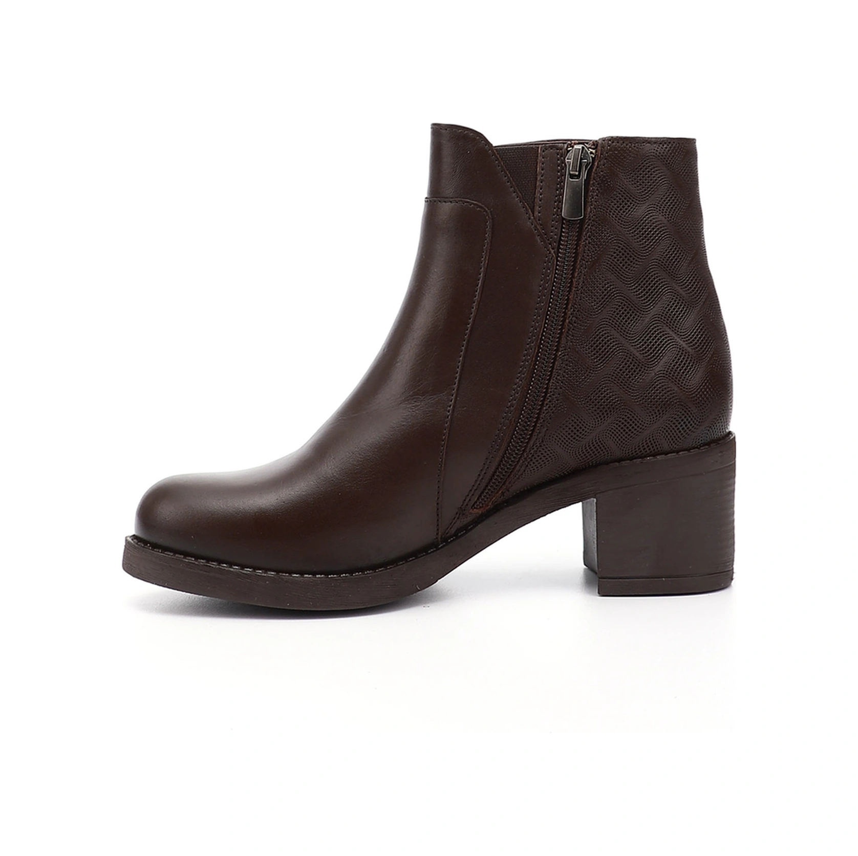 Gönderi R Kadın Kahve Antik Fermuarlı Kalın Topuklu Hakiki Deri Bot Dkzb02842370 Kahve