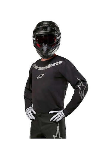 Alpinestars Fluid Graphite Off-road Motosiklet Jerseyi Siyah Gümüş