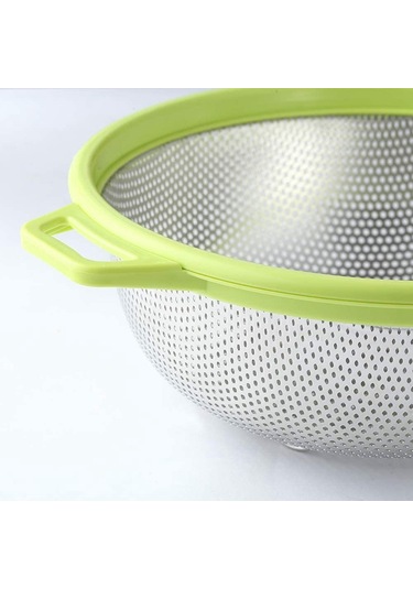 Xurunkeji Saplı Ve Ayaklı Paslanmaz Çelik Süzgeç Büyük Metal Yeşil Süzgeç Makarna, Meyve, Sebze, Erişte, Salatalar İçin Yeşil
