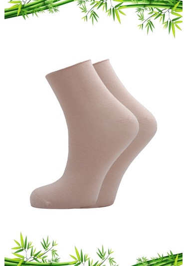 Bambu Kadın Çok Renkli Yarım Konç Diyabetik Şeker Çorabı Sıkmayan Çorap 6'lı Paket Çok Renkli