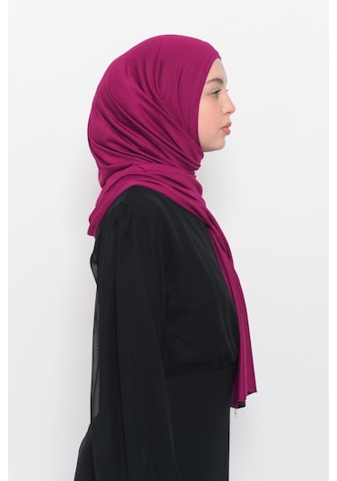 Hazır Pratik Geçmeli Lüks Düz Penye Şal Çapraz Hizalı Koyu Fuşya