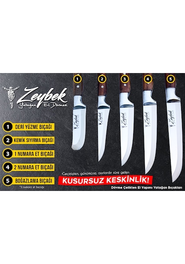 Yatağan Zeybek Tarihi El Dövmesi Kasap Kurban Bıçağı Seti