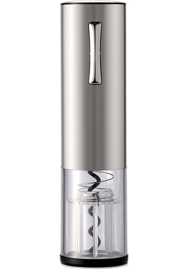 Şarap Açacağı - Usb Şarjlı Paslanmaz Çelik Otomatik Mantar Çıkarıcı, Led Göstergeli Gümüş Gümüş Gümüş