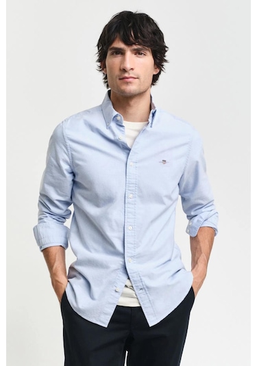 Gant Erkek Mavi Slim Fit Klasik Yaka Oxford Gömlek-11410 Mavi