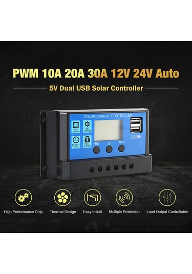 Symbee 12v/24v 10a Güneş Kontrol Cihazı, Çift Usb Çıkışı, Tam Otomatik Solar Sistem Yöneticisi