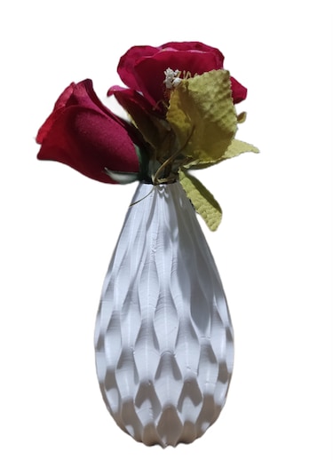 3d Baskı Spiral Desenli Dekoratif Vazo 18 Cm - Beyaz Beyaz