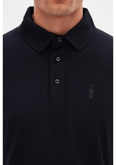 Twn Slim Fit Lacivert Pike Dokulu T-shirt 4ec146011784m Lacivert