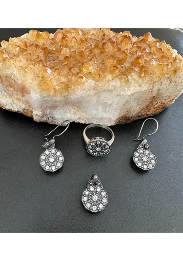Aysesa Otantik Zirkon Taşlı Elmas Görünümlü Kadın Gümüş Set