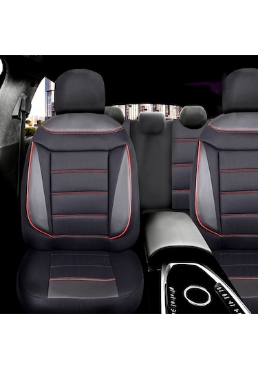 Renault Clio 4 Araçlara Uyumlu Tam Takım Flex K Model Oto Koltuk Kılıfı Siyah-kırmızı