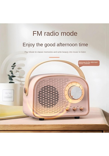 Retro Bluetooth Hoparlör Fm Radyolu Sevimli Mini Hoparlör Tws Müzik Çalarlı Taşınabilir Kablosuz Hoparlör Hifi Stereo TF USB